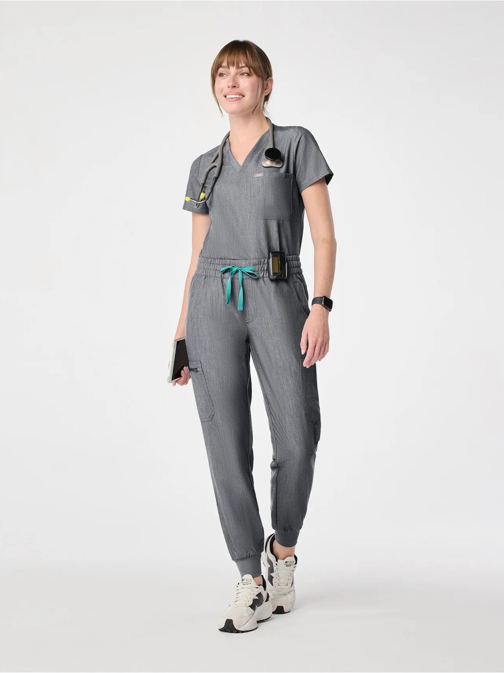 XS- Petite Figs Women's Gray Jogger Scrub Pants